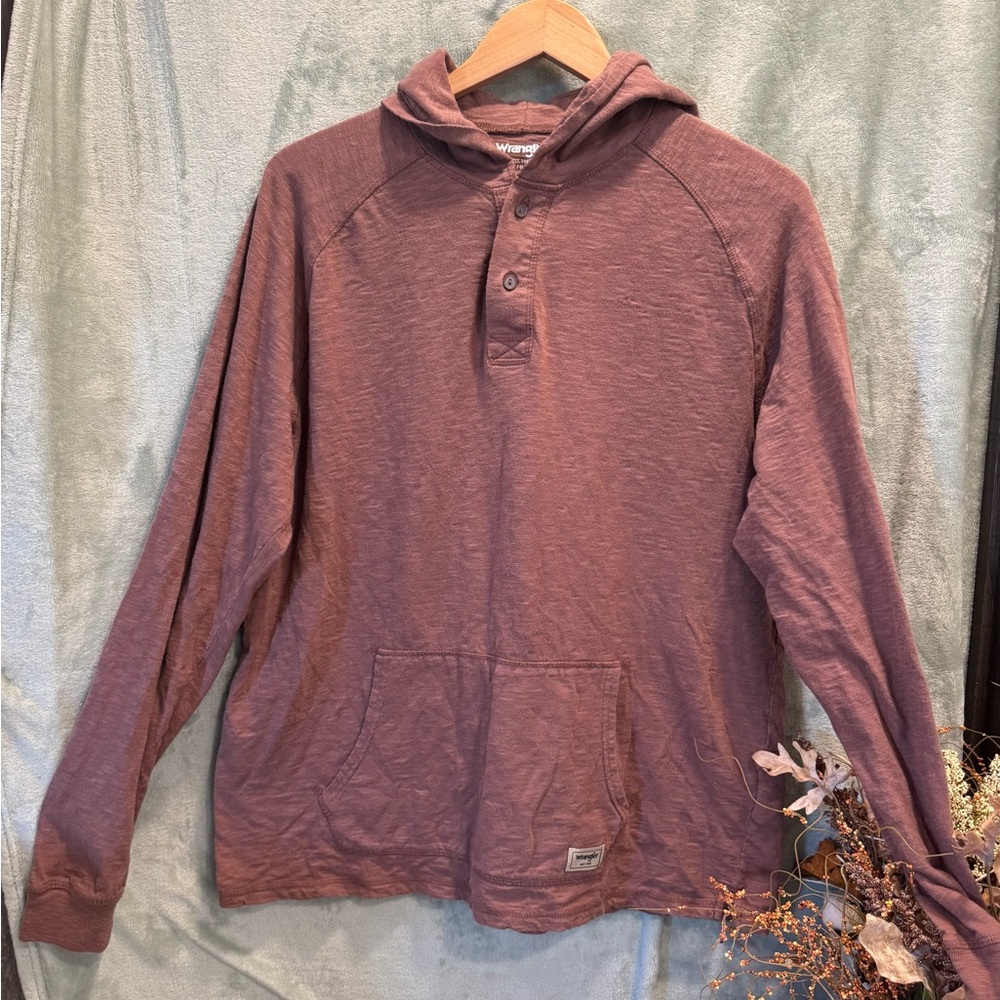 Men's Hooded Henley Shirt  Size L